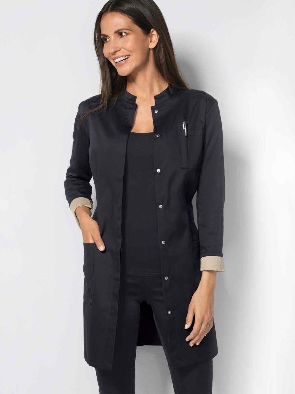 Blouse Médicale Femme, 2 Double Poches Latérales, Poche Poitrine