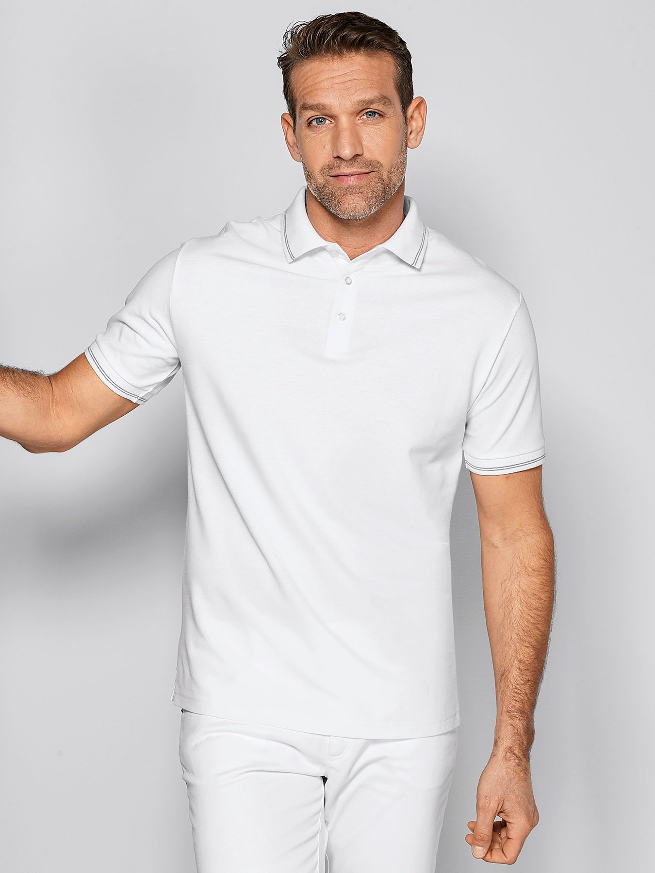 Polo mixte en maille piquée – col avec rayures