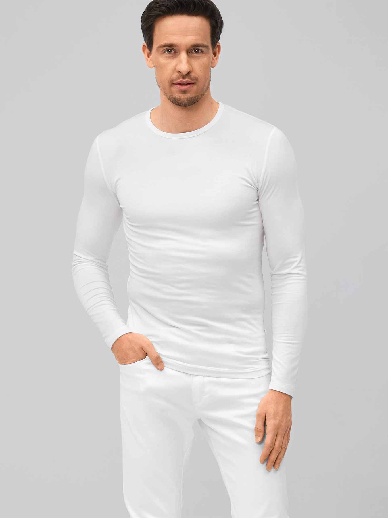 T-shirt blanc manche longue pour homme en lyocel