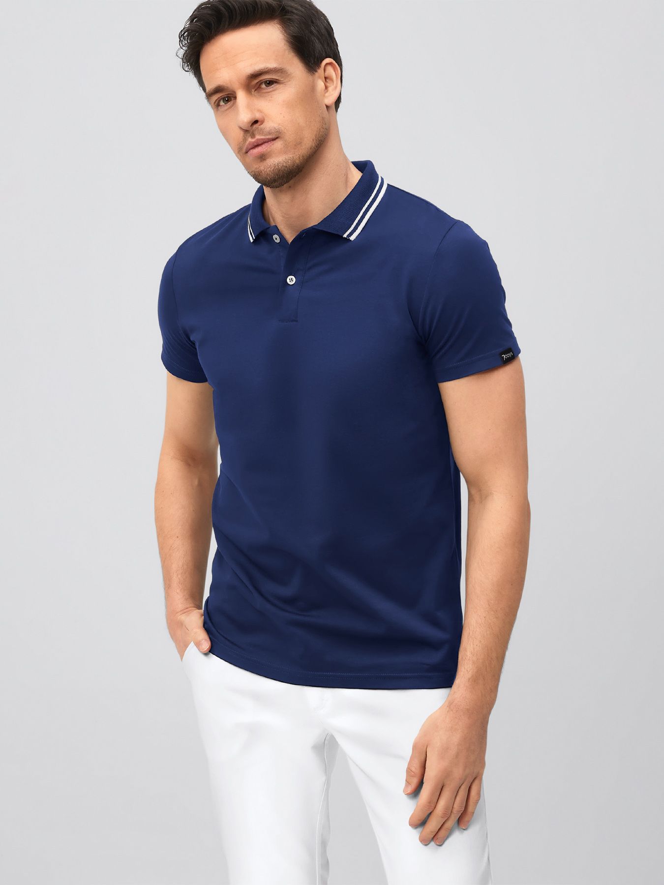 Polo mixte en single jersey –  col en tricot