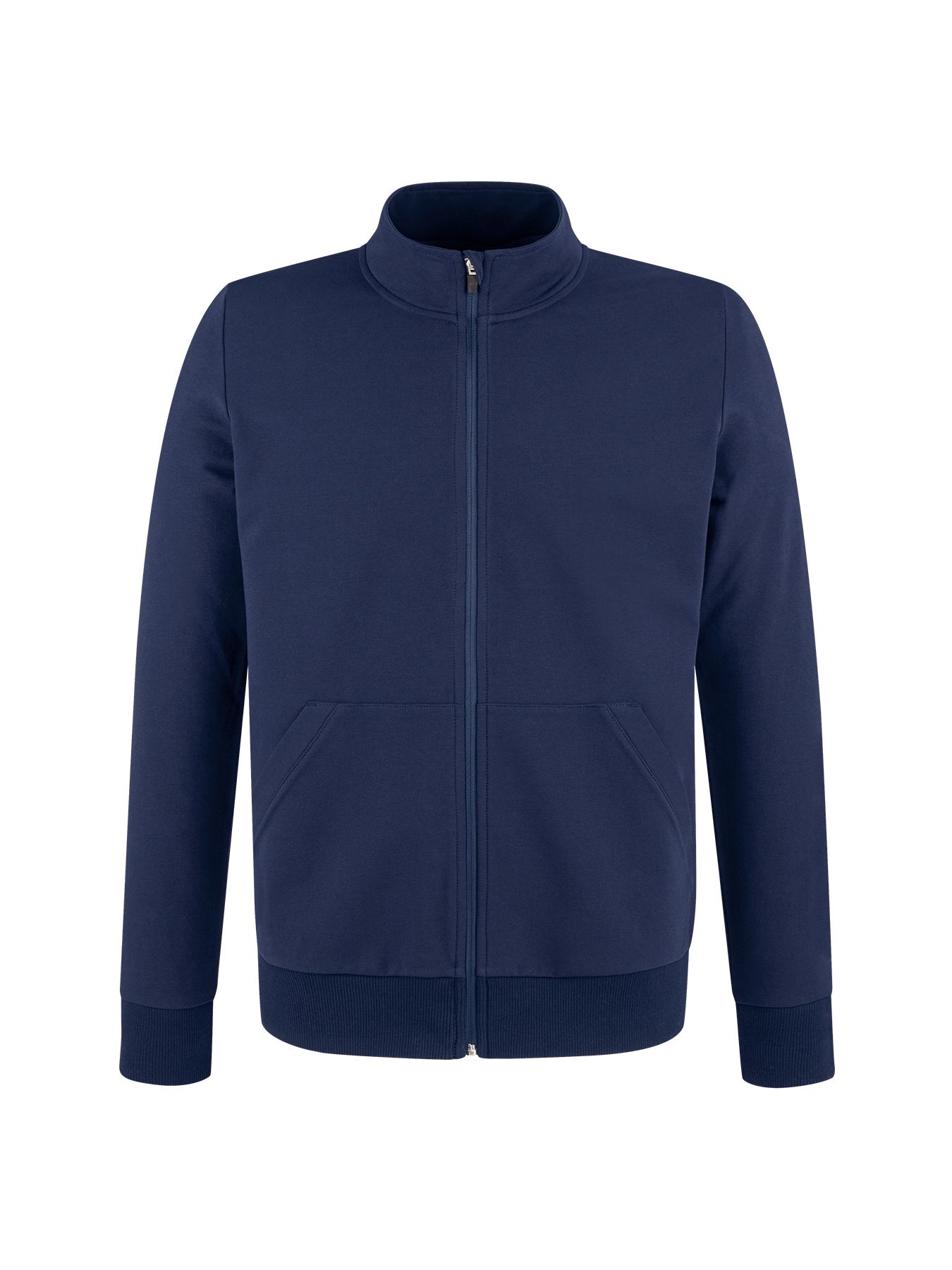 Sweat à capuche zippé Regular Fit Manches longues Bleu Marine en coton
